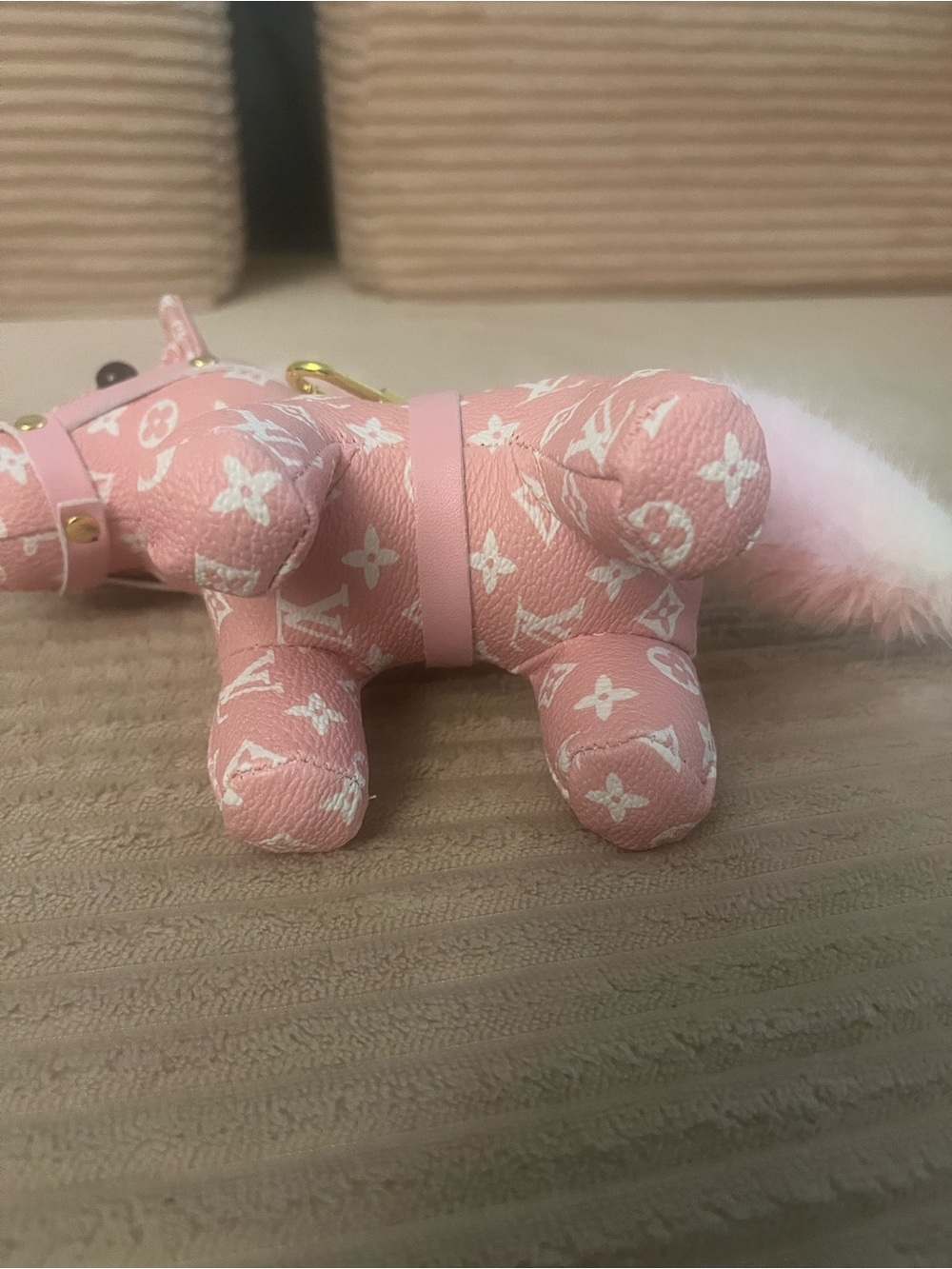 Luxury Pink Monogram Pony Charm with Gold Hardware - Picture 5 of 5